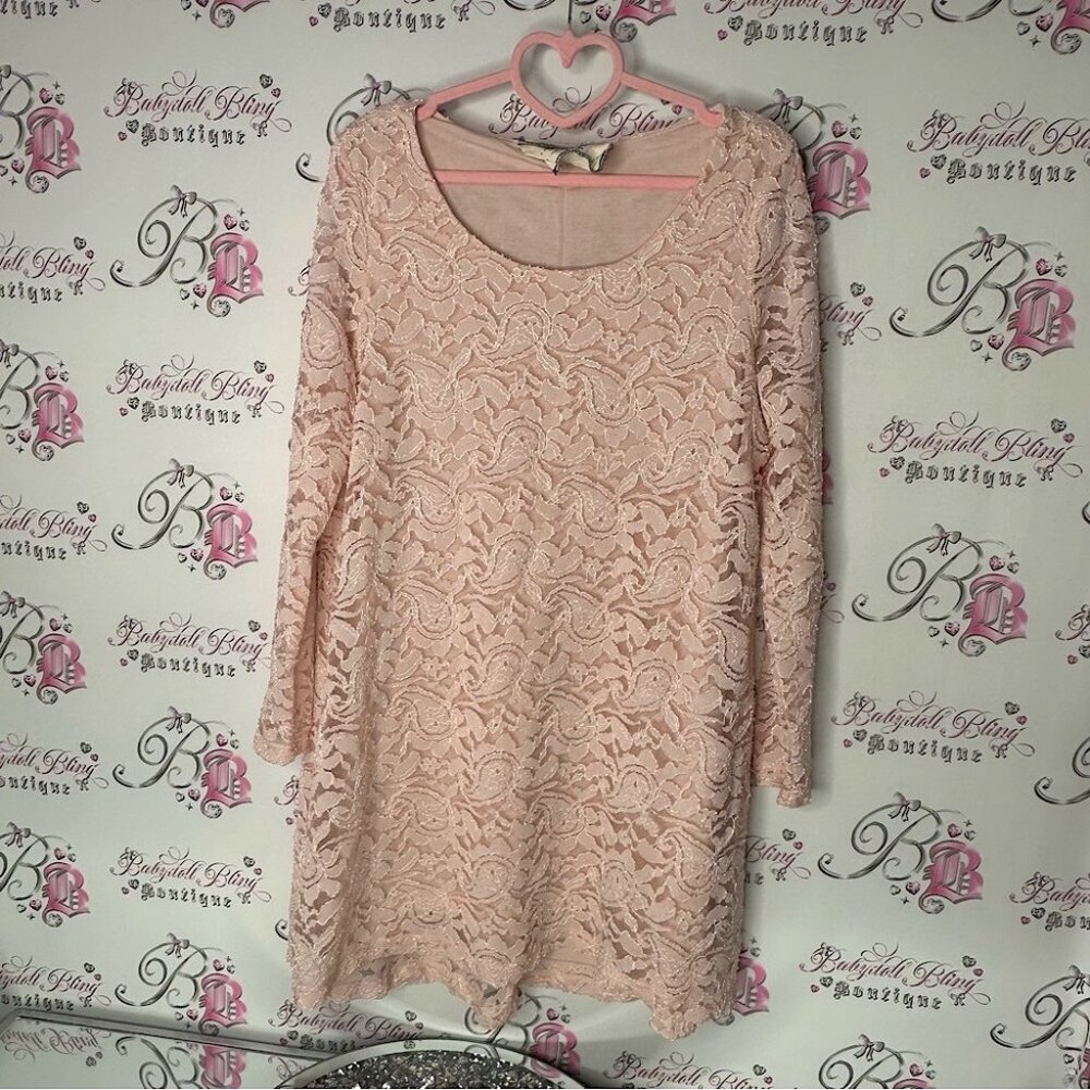 California moonrise dress Lace Pink Dress long sleeve boho